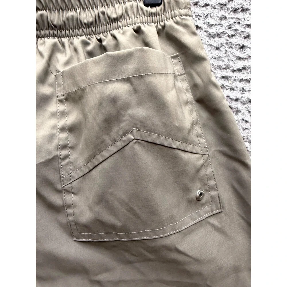 Rhude RH Logo Drawstring Elastic Waist Swim Trunks Olive Green Mens Size XS